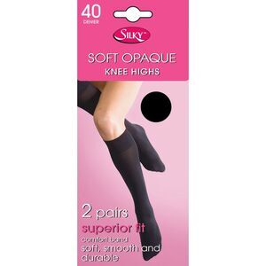 Silky Womens/Ladies Opaque 40 Denier Knee Highs (2 Pairs) / Black
